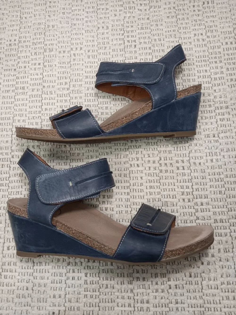 Taos Women’s 'Reason' Dark Blue Leather Adjustable Wedge Sandals 42 EU / 11 US
